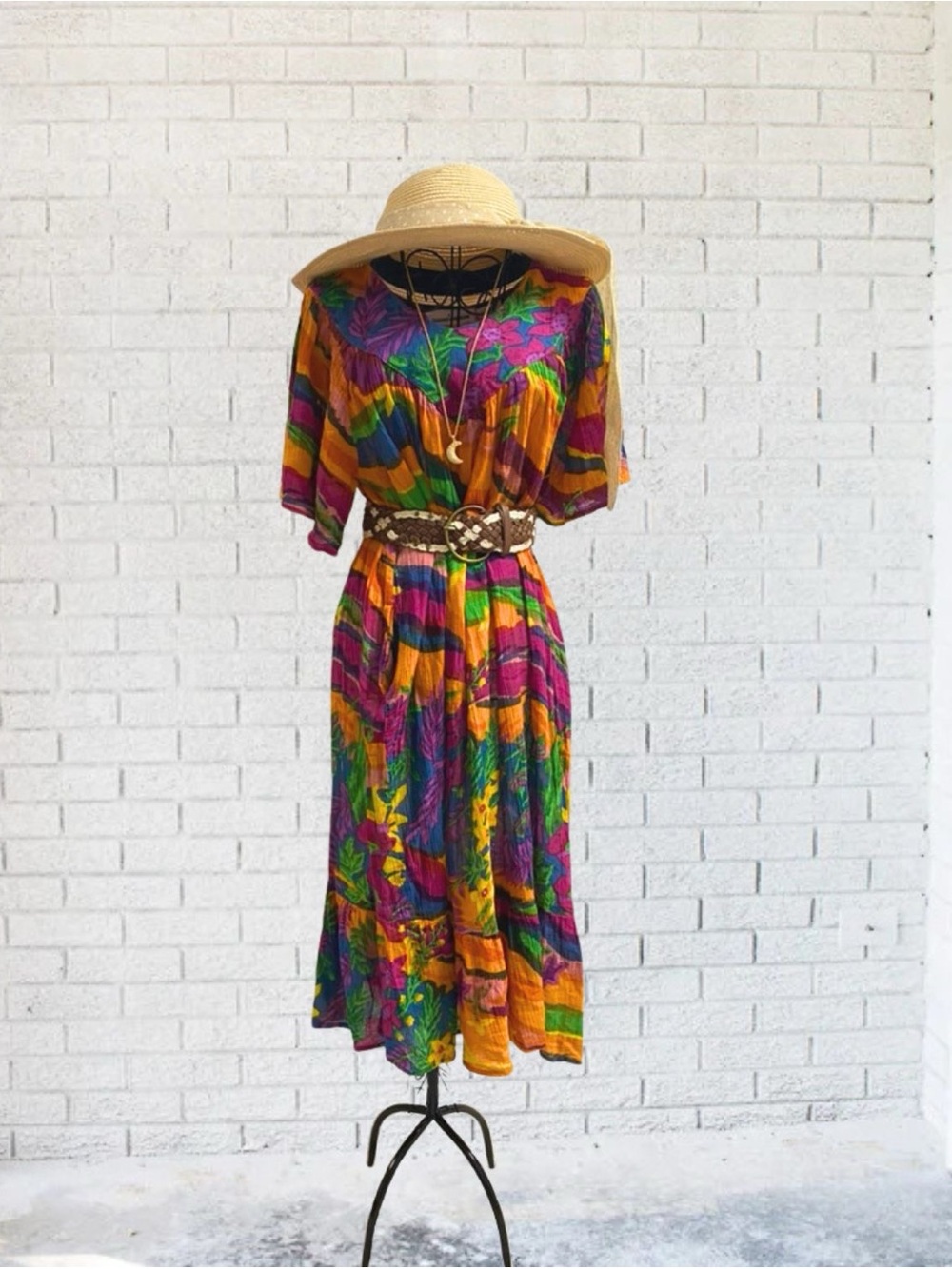 Maxi Kaftan Dress Women Large Cotton Summer Short Sleeve Orange Floral Vibrant